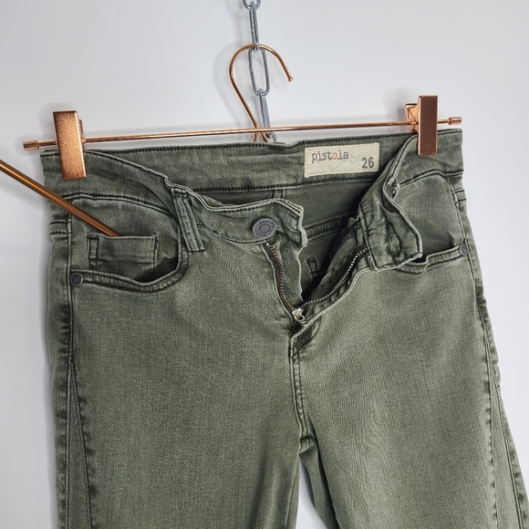 Pistola Audrey Pants Moto Detail Skinny Knit Olive Green Size 26 - Picture 4 of 10